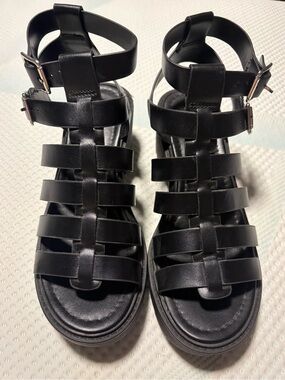 Soda Black Strappy Gladiator Sandals with Ankle Buckles